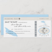 Boarding Pass to Aruba Wedding Invitation Save The Date (Voorkant / Achterkant)