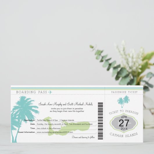Boarding Pass to Cayman Islands Kaart (Staand voorkant)