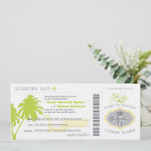 Boarding Pass to Cayman Islands Wedding Invitation Kaart (Staand voorkant)