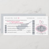 Boarding Pass to Cyprus Wedding Invitation Kaart (Voorkant / Achterkant)