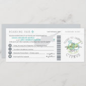 Boarding Pass to Cyprus Wedding Invitation Kaart (Voorkant / Achterkant)