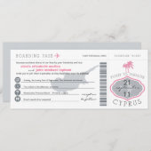Boarding Pass to Cyprus Wedding Invitation Kaart (Voorkant / Achterkant)