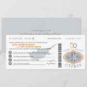Boarding Pass to Cyprus Wedding Invitation Kaart (Voorkant / Achterkant)