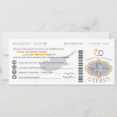 Boarding Pass to Cyprus Wedding Invitation Kaart (Voorkant)