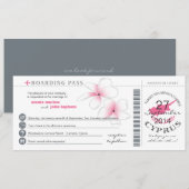 Boarding Pass to Cyprus Wedding Invitation Kaart (Voorkant / Achterkant)