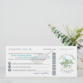 Boarding Pass to Cyprus Wedding Invitation Kaart (Staand voorkant)