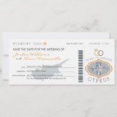 Boarding Pass to Cyprus Wedding Invitation Save The Date (Voorkant)