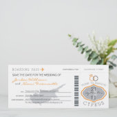 Boarding Pass to Cyprus Wedding Invitation Save The Date (Staand voorkant)