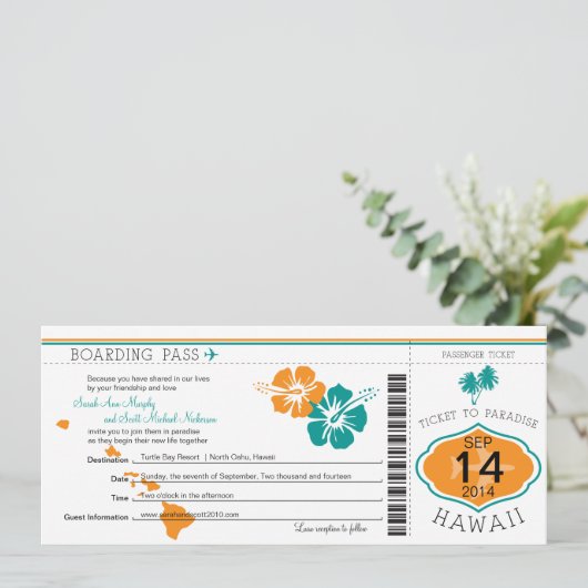Boarding Pass to Hawaii Kaart (Staand voorkant)