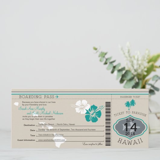 Boarding Pass to Hawaii Kaart (Staand voorkant)