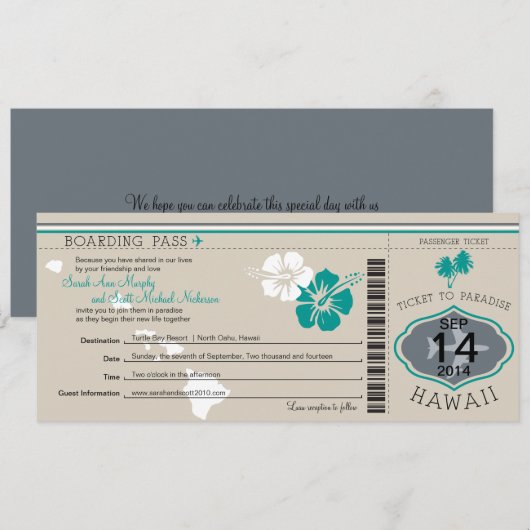 Boarding Pass to Hawaii Kaart (Voorkant / Achterkant)