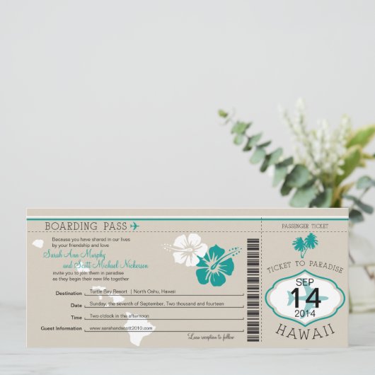 Boarding Pass to Hawaii Kaart (Staand voorkant)