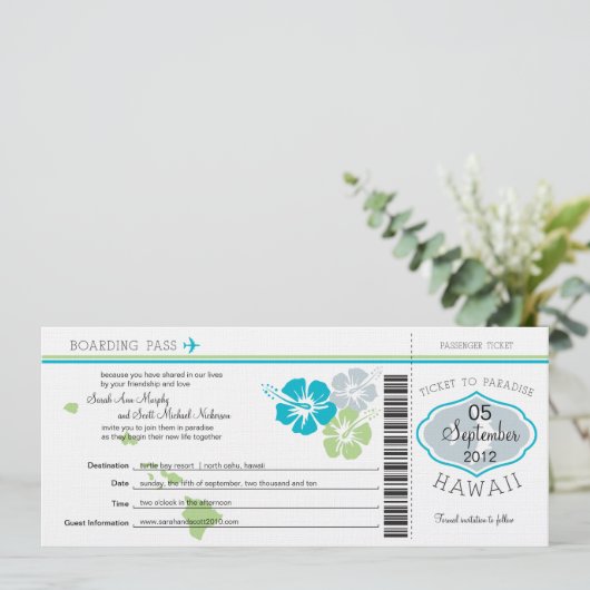 Boarding Pass to Hawaii Kaart (Staand voorkant)