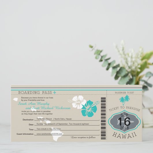 Boarding Pass to Hawaii Kaart (Staand voorkant)