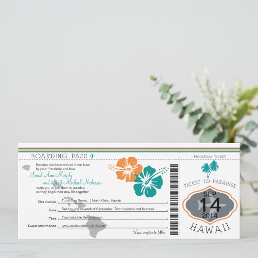 Boarding Pass to Hawaii Kaart (Staand voorkant)