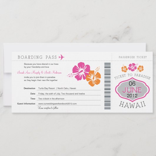 Boarding Pass to Hawaii Kaart (Voorkant)