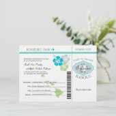 Boarding Pass to Hawaii Save The Date (Staand voorkant)
