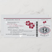 Boarding Pass to Hawaii SilverGrey/Red Kaart (Voorkant / Achterkant)