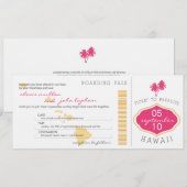 Boarding Pass to Hawaii Wedding Invitation Kaart (Voorkant / Achterkant)