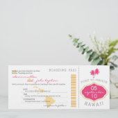 Boarding Pass to Hawaii Wedding Invitation Kaart (Staand voorkant)