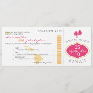 Boarding Pass to Hawaii Wedding Invitation Kaart