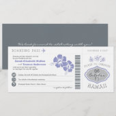 Boarding Pass to Hawaii Wedding Invitation Kaart (Voorkant / Achterkant)