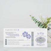 Boarding Pass to Hawaii Wedding Invitation Kaart (Staand voorkant)