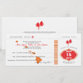Boarding Pass to Hawaii Wedding Invitation Kaart (Voorkant / Achterkant)