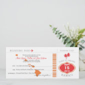 Boarding Pass to Hawaii Wedding Invitation Kaart (Staand voorkant)