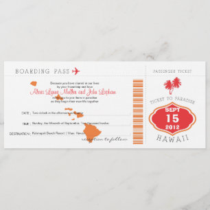 Boarding Pass to Hawaii Wedding Invitation Kaart