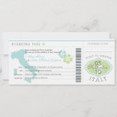 Boarding Pass to Italy Wedding Invitation Kaart (Voorkant)