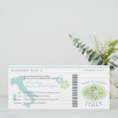 Boarding Pass to Italy Wedding Invitation Kaart (Staand voorkant)