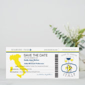 Boarding Pass to Italy Wedding Invitation Kaart (Staand voorkant)
