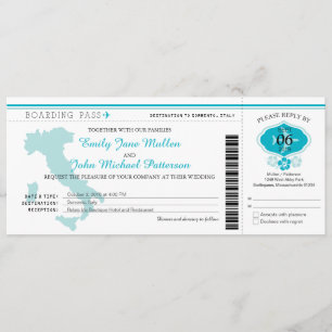 Boarding Pass to Italy Wedding Invitation Kaart