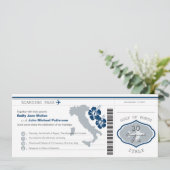 Boarding Pass to Italy Wedding Invitation Kaart (Staand voorkant)