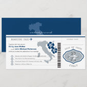 Boarding Pass to Italy Wedding Invitation Kaart (Voorkant / Achterkant)