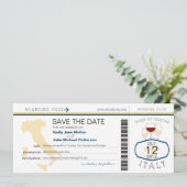 Boarding Pass to Italy Wedding Invitation Save The Date (Staand voorkant)