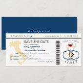 Boarding Pass to Italy Wedding Invitation Save The Date (Voorkant / Achterkant)