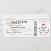 Boarding Pass to Italy Wedding Invitation Save The Date (Voorkant)