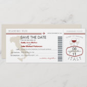Boarding Pass to Italy Wedding Invitation Save The Date (Voorkant / Achterkant)