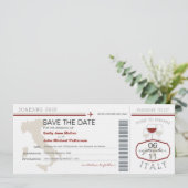 Boarding Pass to Italy Wedding Invitation Save The Date (Staand voorkant)