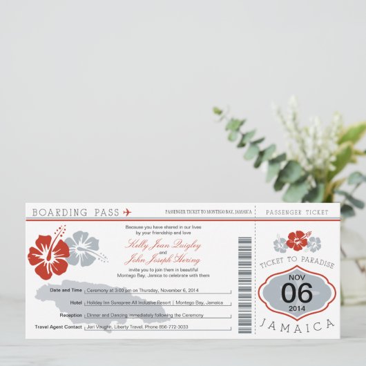 Boarding Pass to Jamaica Kaart (Staand voorkant)