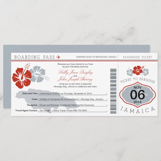 Boarding Pass to Jamaica Kaart (Voorkant / Achterkant)