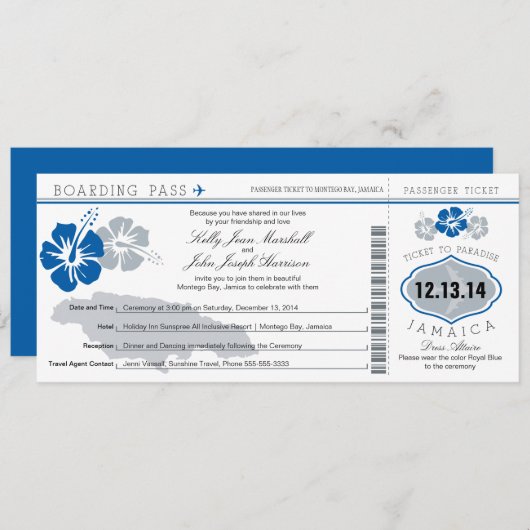 Boarding Pass to Jamaica Kaart (Voorkant / Achterkant)