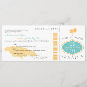 Boarding Pass to Jamaica Wedding Invitation Kaart