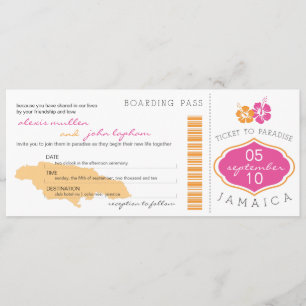 Boarding Pass to Jamaica Wedding Invitation Kaart