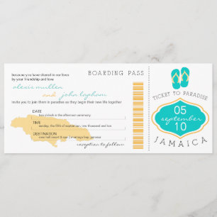 Boarding Pass to Jamaica Wedding Invitation Kaart