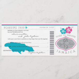 Boarding Pass to Jamaica Wedding Invitation Kaart