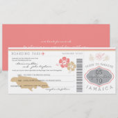 Boarding Pass to Jamaica Wedding Invitation Kaart (Voorkant / Achterkant)