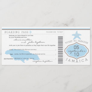 Boarding Pass to Jamaica Wedding Invitation Kaart